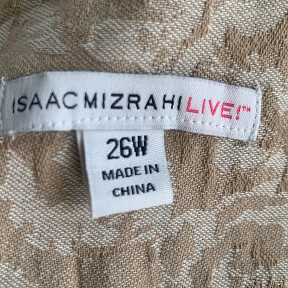 Isaac Mizrahi Live! Tan White Floral Cotton Blend Jacket Womens size 26 - Picture 3 of 10